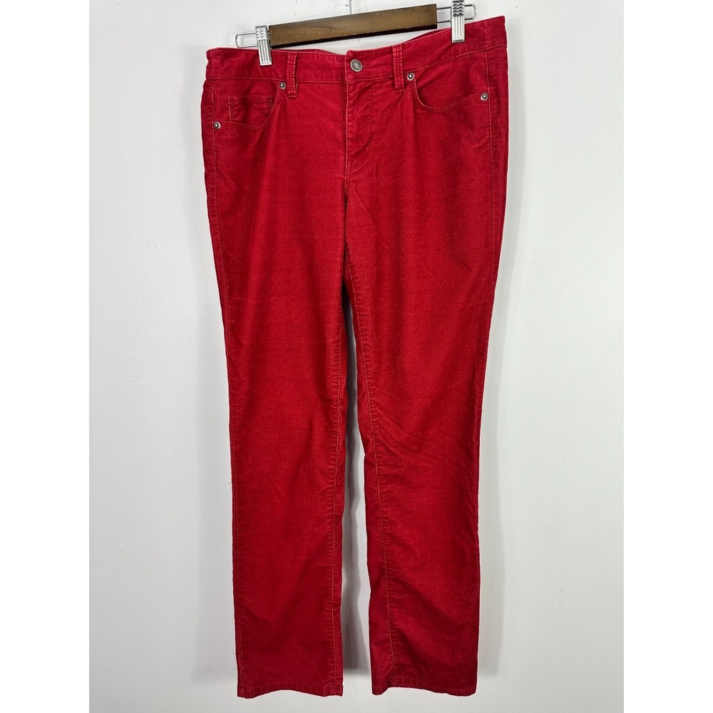 Ann‎ Taylor Loft Modern Straight Leg Corduroy Pants Red Preppy Career Womens 6